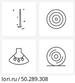 Isolated Symbols Set of 4 Simple Line Icons of games, jewel, dart, target, cd Vector Illustration. Стоковая иллюстрация, агентство Ingram Publishing / Фотобанк Лори