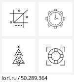 4 Interface Line Icon Set of modern symbols on crop, time, modify, deadline, tree Vector Illustration. Стоковая иллюстрация, агентство Ingram Publishing / Фотобанк Лори