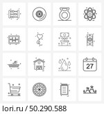 Set of 16 UI Icons and symbols for balloons, amplifier, fitness, equalizer, science Vector Illustration. Стоковая иллюстрация, агентство Ingram Publishing / Фотобанк Лори