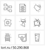 9 Editable Vector Line Icons and Modern Symbols of alp abates, portrait, broken, valentine Vector Illustration. Стоковая иллюстрация, агентство Ingram Publishing / Фотобанк Лори