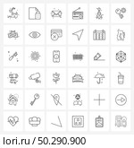 Stock Vector Icon Set of 36 Line Symbols for competency, Christmas, envelope, Christmas tree, audio Vector Illustration. Стоковая иллюстрация, агентство Ingram Publishing / Фотобанк Лори
