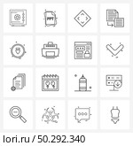 Mobile UI Line Icon Set of 16 Modern Pictograms of music, media, ppt, eject, export Vector Illustration. Стоковая иллюстрация, агентство Ingram Publishing / Фотобанк Лори