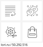 Set of 4 Universal Line Icons of editing, camcorder, indent, sms, bag Vector Illustration. Стоковая иллюстрация, агентство Ingram Publishing / Фотобанк Лори
