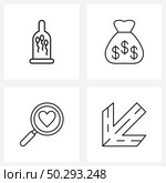 Simple Set of 4 Line Icons such as conception, love, bottle, dollar, arrow Vector Illustration. Стоковая иллюстрация, агентство Ingram Publishing / Фотобанк Лори