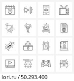 Set of 16 Universal Line Icons of tint, bomb, eye, media, television Vector Illustration. Стоковая иллюстрация, агентство Ingram Publishing / Фотобанк Лори