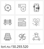 9 Universal Icons Pixel Perfect Symbols of keyboard, eLearning, graph, town, city Vector Illustration. Стоковая иллюстрация, агентство Ingram Publishing / Фотобанк Лори