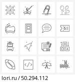 16 Interface Line Icon Set of modern symbols on cosmetics, festive, health, event, supermarket Vector Illustration. Стоковая иллюстрация, агентство Ingram Publishing / Фотобанк Лори