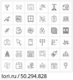 Universal Symbols of 36 Modern Line Icons of education, pencil, letter, painting, brush Vector Illustration. Стоковая иллюстрация, агентство Ingram Publishing / Фотобанк Лори
