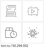 Set of 4 Universal Line Icons of ds, delivery, YouTube, shipment Vector Illustration. Стоковая иллюстрация, агентство Ingram Publishing / Фотобанк Лори