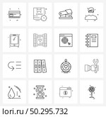Modern Style Set of 16 line Pictograph Grid based, profile, clip, avatar, stapler Vector Illustration. Стоковая иллюстрация, агентство Ingram Publishing / Фотобанк Лори