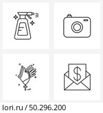 Set of 4 UI Icons and symbols for clean, religious, wash, dslr, Christian Vector Illustration. Стоковая иллюстрация, агентство Ingram Publishing / Фотобанк Лори