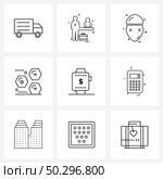Simple Set of 9 Line Icons such as time, money, avatar, clock, structure Vector Illustration. Стоковая иллюстрация, агентство Ingram Publishing / Фотобанк Лори