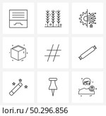 Pack of 9 Universal Line Icons for Web Applications tag hash, hash tag, setting, hash, box Vector Illustration. Стоковая иллюстрация, агентство Ingram Publishing / Фотобанк Лори