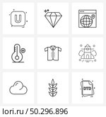 9 Editable Vector Line Icons and Modern Symbols of attire, plus, digital, thermometer, medic Vector Illustration. Стоковая иллюстрация, агентство Ingram Publishing / Фотобанк Лори