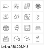 Isolated Symbols Set of 16 Simple Line Icons of discount, Friday, gear, black, gearing Vector Illustration. Стоковая иллюстрация, агентство Ingram Publishing / Фотобанк Лори