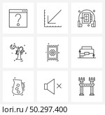 Simple Set of 9 Line Icons such as gear, gear, info graphic, Halloween, tree Vector Illustration. Стоковая иллюстрация, агентство Ingram Publishing / Фотобанк Лори