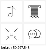 Pack of 4 Universal Line Icons for Web Applications music, big, checklist, expand, business Vector Illustration. Стоковая иллюстрация, агентство Ingram Publishing / Фотобанк Лори
