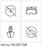 Set of 4 Modern Line Icons of arrow, snowman, disable, underpants, cloud Vector Illustration. Стоковая иллюстрация, агентство Ingram Publishing / Фотобанк Лори