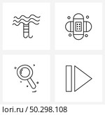 4 Universal Line Icon Pixel Perfect Symbols of swimming pool, interface, bandage, search, forward Vector Illustration. Стоковая иллюстрация, агентство Ingram Publishing / Фотобанк Лори