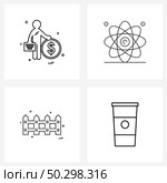 UI Set of 4 Basic Line Icons of business, boundary, coin, galaxy, home boundary Vector Illustration. Стоковая иллюстрация, агентство Ingram Publishing / Фотобанк Лори