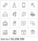 Set of 16 Simple Line Icons for Web and Print such as eject, mobile, up, arrows Vector Illustration. Стоковая иллюстрация, агентство Ingram Publishing / Фотобанк Лори