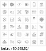 Set of 36 Line Icon Signs and Symbols of smart phone, bet, web, board games, uploading Vector Illustration. Стоковая иллюстрация, агентство Ingram Publishing / Фотобанк Лори