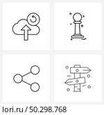 4 Editable Vector Line Icons and Modern Symbols of clock, social media, sync, board game, sign Vector Illustration. Стоковая иллюстрация, агентство Ingram Publishing / Фотобанк Лори