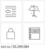 4 Editable Vector Line Icons and Modern Symbols of indent, padlock, umbrella, medical, education Vector Illustration. Стоковая иллюстрация, агентство Ingram Publishing / Фотобанк Лори