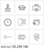 Pack of 9 Universal Line Icons for Web Applications over, arrow, printer, timing, event Vector Illustration. Стоковая иллюстрация, агентство Ingram Publishing / Фотобанк Лори