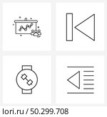 Modern Vector Line Illustration of 4 Simple Line Icons of share, dumbbell, board, player, format Vector Illustration. Стоковая иллюстрация, агентство Ingram Publishing / Фотобанк Лори