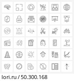 36 Interface Line Icon Set of modern symbols on engagements, miscellaneous, graph, mask, face Vector Illustration. Стоковая иллюстрация, агентство Ingram Publishing / Фотобанк Лори