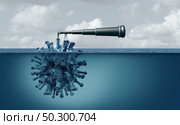 Vaccine search and searching for a cure as a researcher or businessman looking for a therapy for a virus as coronavirus or covid-19 contagion or flu and influenza vaccination with 3D illustration elements. Стоковое фото, агентство Ingram Publishing / Фотобанк Лори