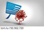 US disease control and virus vaccine or flu and coronavirus control as a fly swatter fighting a contagious pathogen cell as a health care metaphor for USA researching a cure with 3D illustration elements. Стоковое фото, агентство Ingram Publishing / Фотобанк Лори