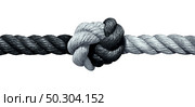 Trust concept and connected symbol as two different ropes tied and linked together as an unbreakable chain as a faith metaphor for dependence and reliance on a trusted partner for support and strength. Стоковое фото, агентство Ingram Publishing / Фотобанк Лори