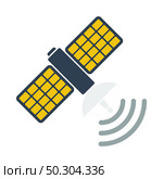 Satellite Icon. Flat Color Design. Vector Illustration. Стоковая иллюстрация, агентство Ingram Publishing / Фотобанк Лори