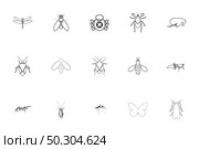 Insects black color set outline style vector illustration. Insects black color set outline style image. Стоковая иллюстрация, агентство Ingram Publishing / Фотобанк Лори