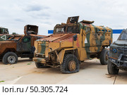 Трофейная военная техника НАТО, турецкий бронетранспортер Kirpi, музей клуба Юный Ястреб. Средняя Ахтуба, Волгоградская область, Россия. Редакционное фото, фотограф Андрей Цыганков / Фотобанк Лори