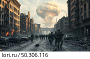Soldiers In The City AI Generation. Стоковое AI-изображение, AI-художник Андрей Скат / Фотобанк Лори