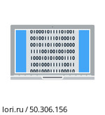 Laptop With Binary Code Icon. Flat Color Design. Vector Illustration. Стоковая иллюстрация, агентство Ingram Publishing / Фотобанк Лори