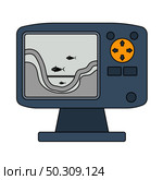 Icon Of Echo Sounder. Editable Outline With Color Fill Design. Vector Illustration. Стоковая иллюстрация, агентство Ingram Publishing / Фотобанк Лори