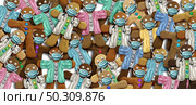 Gingerbread man doctor or nurse and health workers icon with a face mask for health and healthcare essential worker hero bake sale and preventing a virus infection during a pandemic as a 3D render. Стоковое фото, агентство Ingram Publishing / Фотобанк Лори