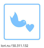 Dove With Heart Icon. Blue Frame Design. Vector Illustration. Стоковая иллюстрация, агентство Ingram Publishing / Фотобанк Лори