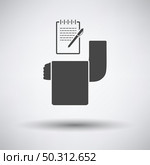 Waiter Take Oder Icon. Dark Gray on Gray Background With Round Shadow. Vector Illustration. Стоковая иллюстрация, агентство Ingram Publishing / Фотобанк Лори