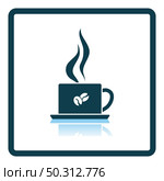 Smoking Cofee Cup Icon. Square Shadow Reflection Design. Vector Illustration. Стоковая иллюстрация, агентство Ingram Publishing / Фотобанк Лори