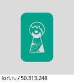 Criminal Peeping Through Keyhole Icon. Green on Gray Background. Vector Illustration. Стоковая иллюстрация, агентство Ingram Publishing / Фотобанк Лори