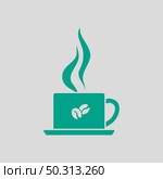 Smoking Cofee Cup Icon. Green on Gray Background. Vector Illustration. Стоковая иллюстрация, агентство Ingram Publishing / Фотобанк Лори
