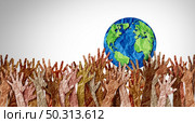 World day as diverse cultures and multiculturalism society and international tolerance celebration of global diversity and african american asian and caucasian culture integration and pride as a multi cultural planet population. Стоковое фото, агентство Ingram Publishing / Фотобанк Лори