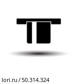 Credit Card Sliding Out From ATM Icon. Black on White Background With Shadow. Vector Illustration. Стоковая иллюстрация, агентство Ingram Publishing / Фотобанк Лори