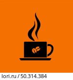Smoking Cofee Cup Icon. Black on Orange Background. Vector Illustration. Стоковая иллюстрация, агентство Ingram Publishing / Фотобанк Лори