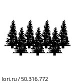 Silhouette fir tree christmas coniferous spruce pine forest evergreen woods conifer black color vector illustration flat style simple image. Silhouette fir tree christmas coniferous spruce pine forest evergreen woods conifer black color vector illustration flat style image. Стоковая иллюстрация, агентство Ingram Publishing / Фотобанк Лори